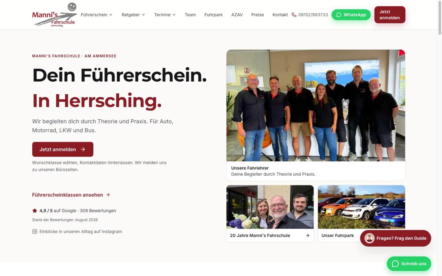 Neue Website von Mannis Fahrschule
